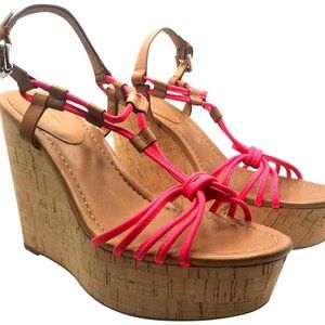 NEW! COACH Georgian neon cork wedge sandals